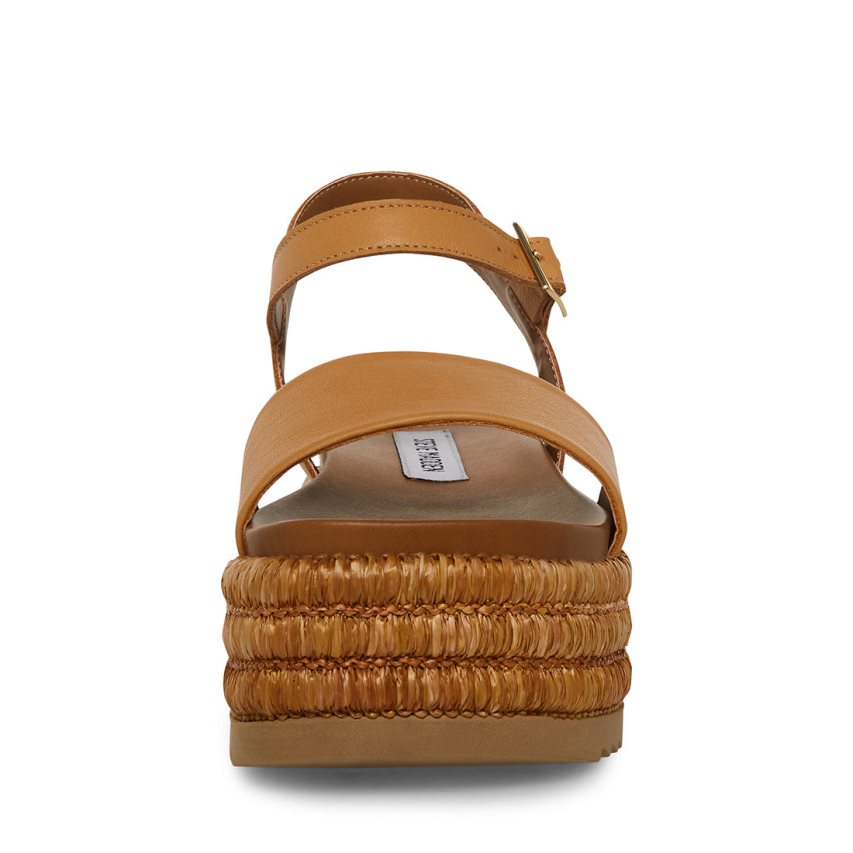 Sandalias de Plataforma Steve Madden Riley Cuero Mujer Marrones | ES OX2380